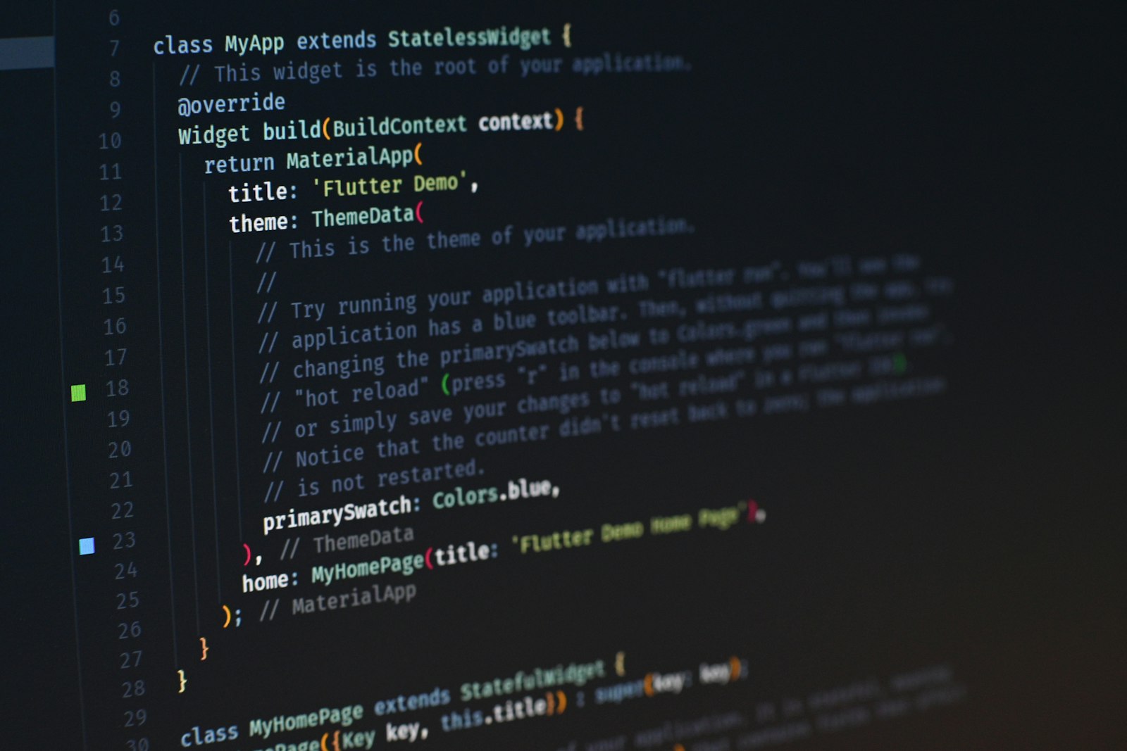 Source code on a dark monitor