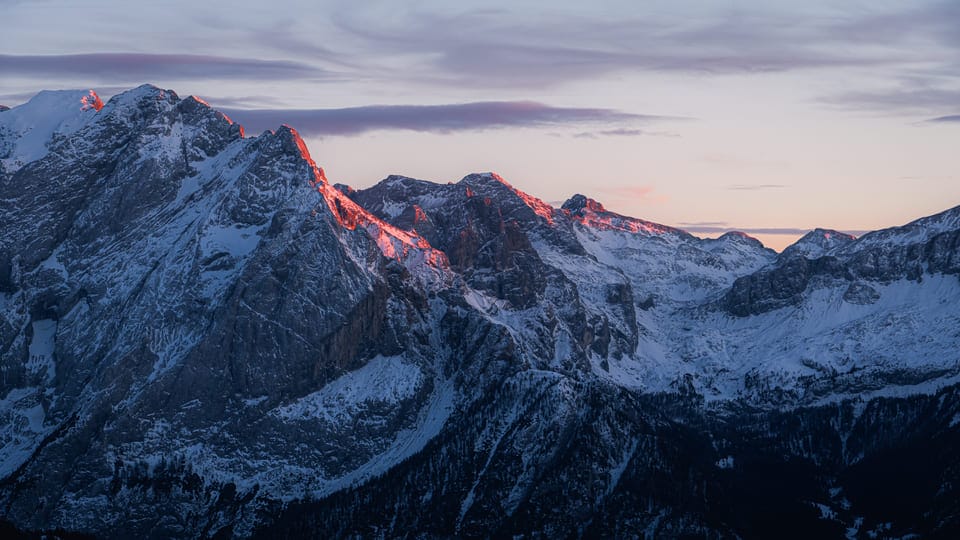 First light on a mountain range
